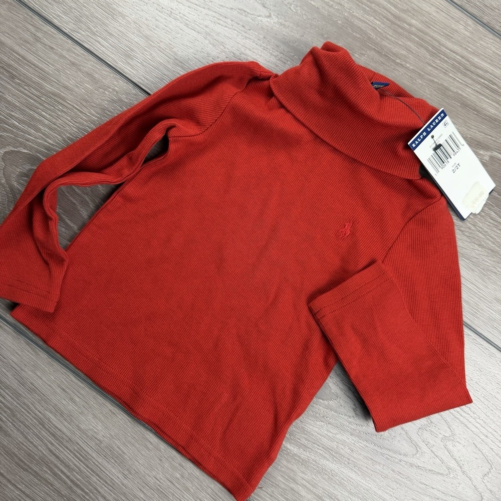 Ralph‎ Lauren Toddler Long Sleeve Ribbed Turtleneck Sweater Red Size 2T New